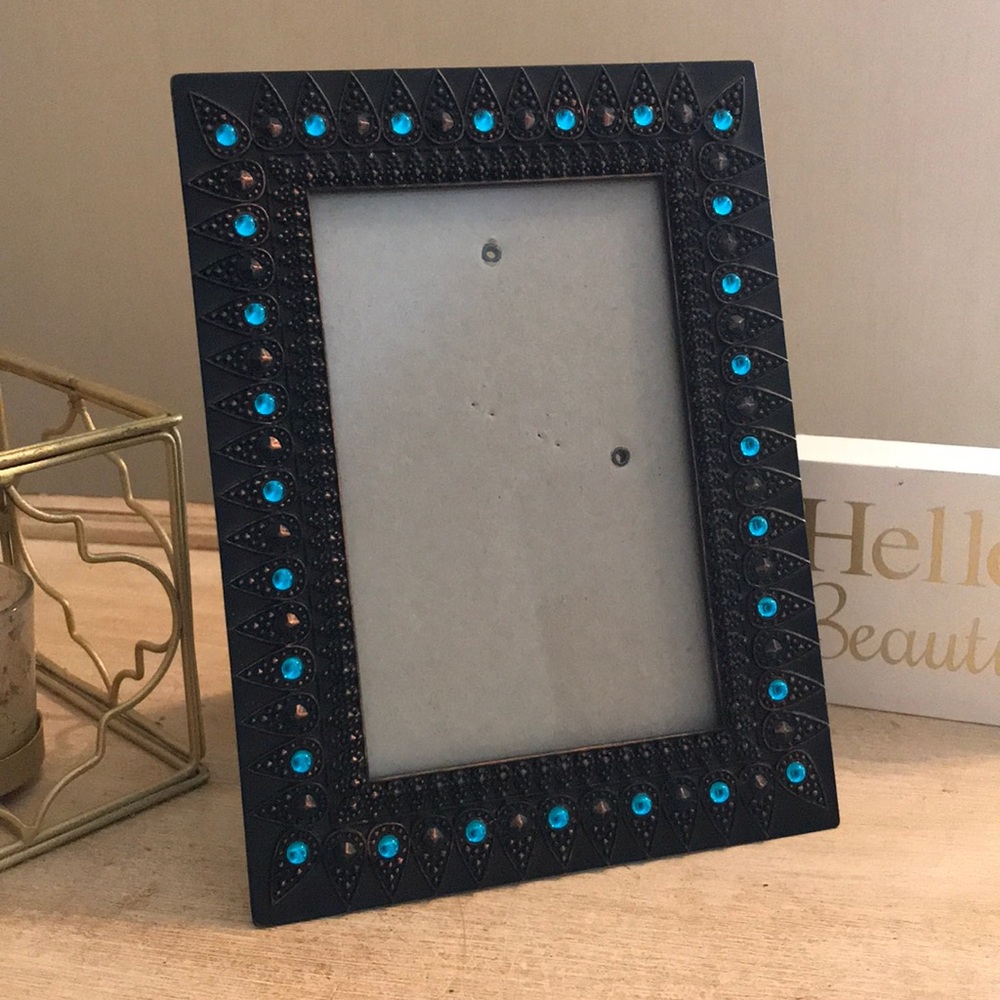 Blue Jewel and Venetian Copper/Bronze Frame